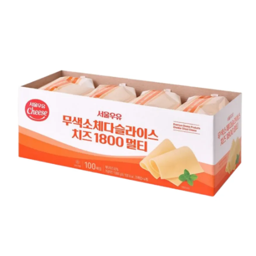 서울우유 체다 슬라이스치즈(화이트) 1.8kg (무색소) 이미지