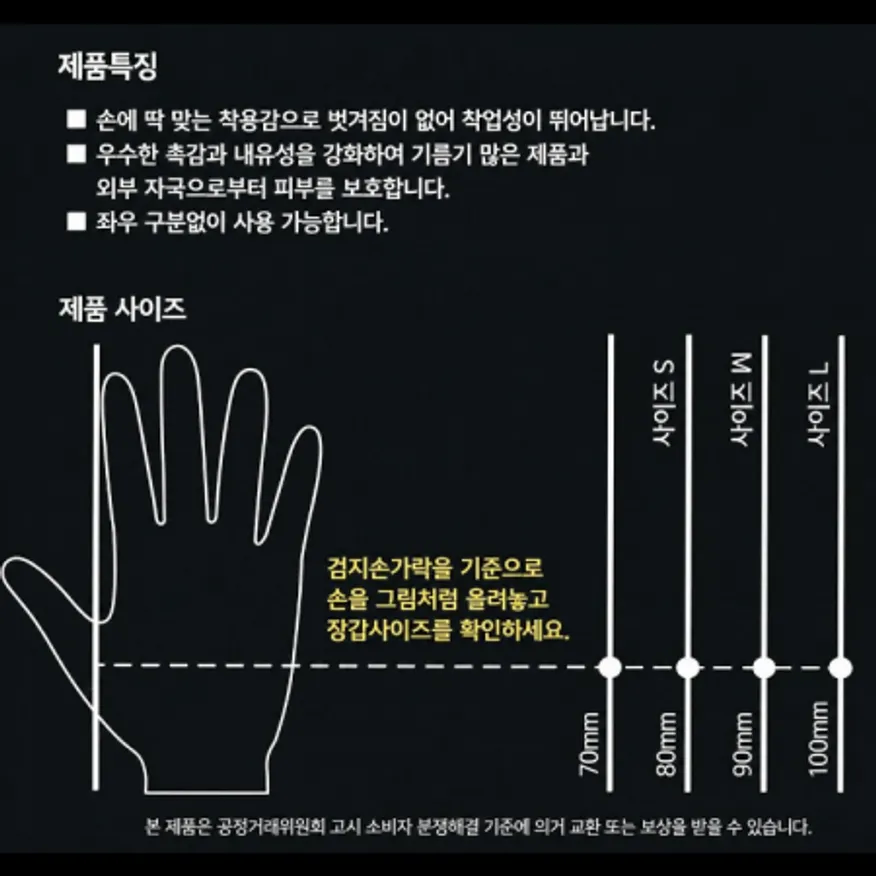 크린손 니트릴장갑(검정,M) 100장 / EA 이미지