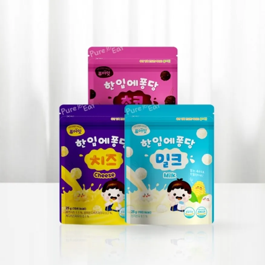 퓨어잇 한입에퐁당 아이 볼 과자 3봉세트 간식 유아 이미지