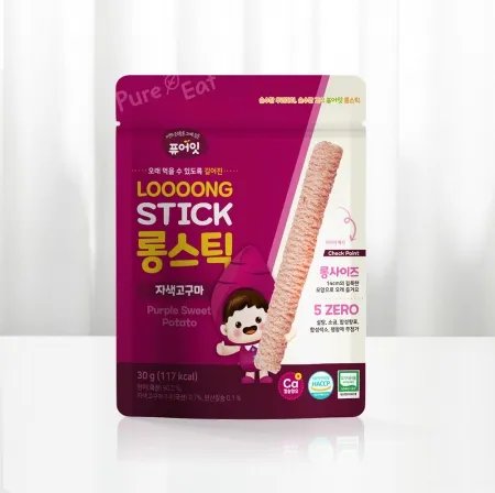 퓨어잇 유기농 쌀과자 아이간식 롱스틱 자색고구마 아기과자 이미지