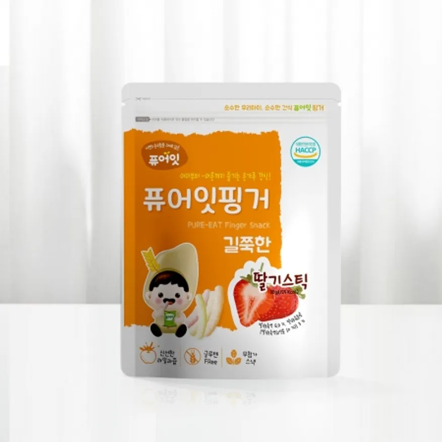 퓨어잇 핑거 길쭉한 딸기스틱 아이과자 간식 이미지