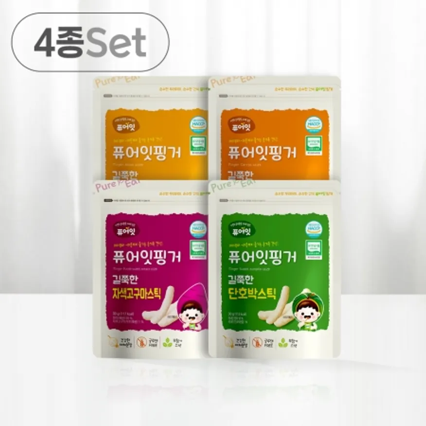 퓨어잇 핑거 유기농 아이과자 길쭉한 야채스틱 4종세트 아기 간식 이미지