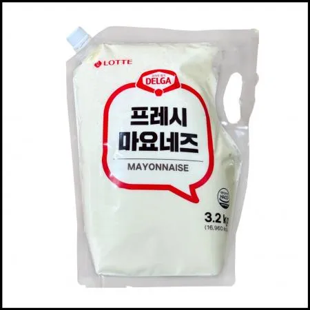 롯데 델가 프레시 마요네즈 스파우트팩 3.2kg 대용량 업소용 마요소스