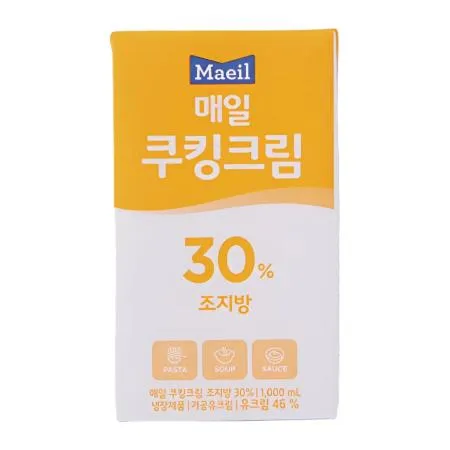 매일 식물성 쿠킹크림 30% 조지방 1L 냉장크림 냉장유크림