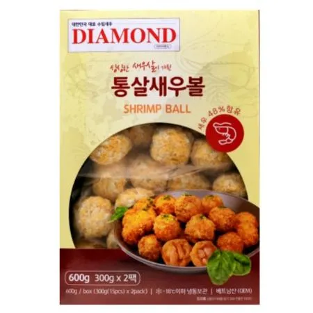 다이아몬드 통살새우볼 600g 냉동 새우 48% 함유