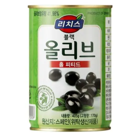 (홀/작은캔) 리치스 블랙올리브 홀 405g 통올리브