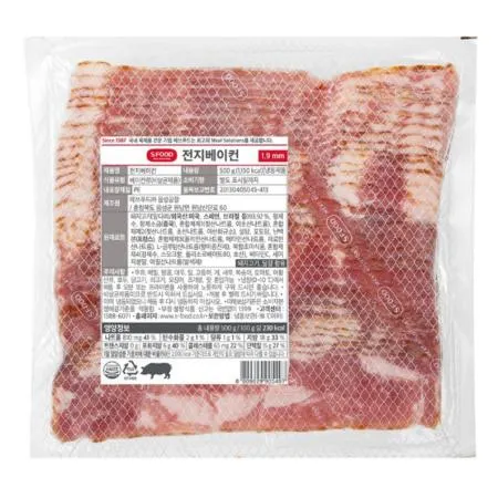 에스푸드 에쓰푸드 전지베이컨슬라이스 1.9mm 500g 냉동