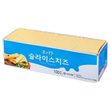 동원 소와나무 체다슬라이스치즈 100장 1.8kg 냉장 개별포장 샌드위치 햄버거 치즈