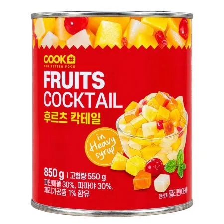 쿡샵 후르츠칵테일 850g 파인애플 파파야 체리 디저트 빙수 화채