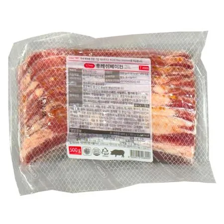 에스푸드 에쓰푸드 베이컨 7mm 슬라이스 500g 냉동베이컨 피자토핑