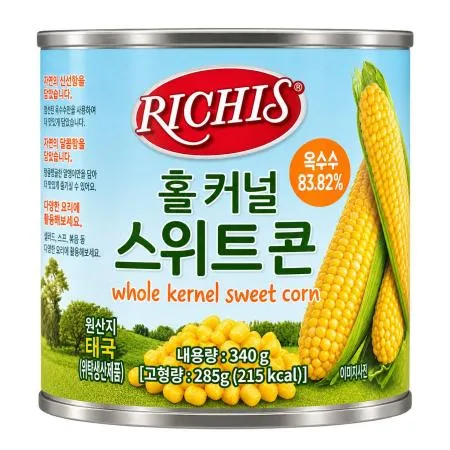 리치스 스위트콘 340g 태국산 작은캔 옥수수콘 피자토핑 샐러드용 캔옥수수