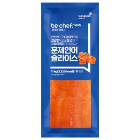 비셰프 동원 훈제연어슬라이스 건염 1kg 정량 냉동 칠레산 훈연연어