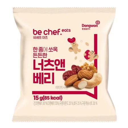 [1곽/20봉] 비셰프 비쉐프 너츠앤베리 15g 믹스견과 하루견과 간식견과 토핑