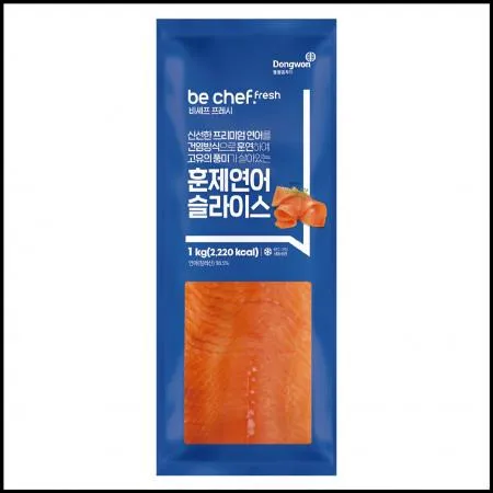 비셰프 동원 훈제연어슬라이스 건염 1kg 정량 냉동 칠레산 훈연연어