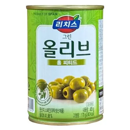 (캔) 리치스 그린올리브 피티드 (홀/작은캔) 405g 샐러드 올리브홀