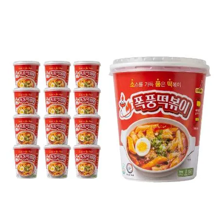 폭풍떡볶이 컵떡볶이 175g 구멍쌀떡 국산야채 12개