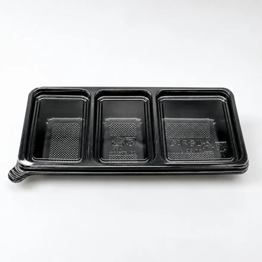 3칸 반찬용기 소스용기 몸통+뚜껑 600개세트 찬용기 이미지
