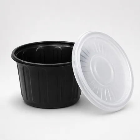 105파이 대 국물용기 흑색 350ml 용기+뚜껑 1000개 일회용 국물용기 밥용기 소스용기 이미지