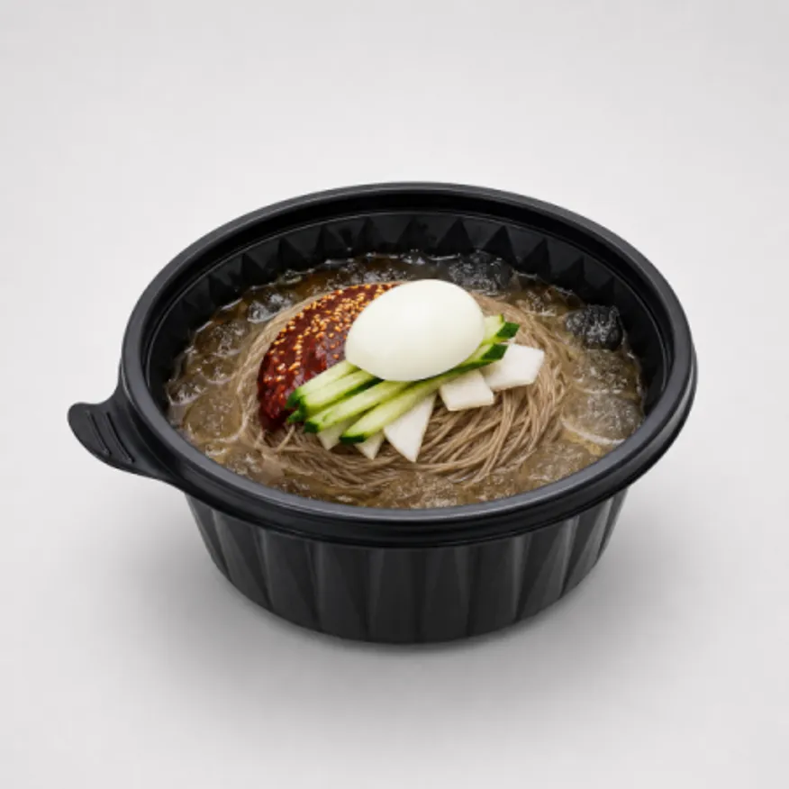 190파이 냉면용기 소 검정 150개세트 (몸통+뚜껑) 면용기 탕용기 이미지