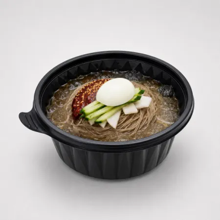 190파이 냉면용기 소 검정 150개세트 (몸통+뚜껑) 면용기 탕용기 이미지
