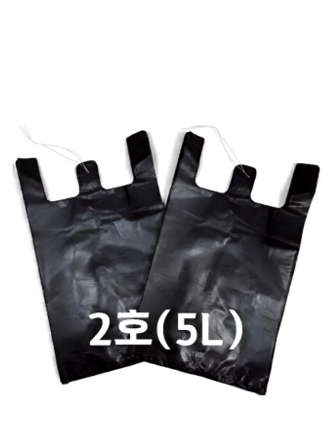 검정 손잡이 비닐봉투 2호(5L) 200매 - 23cm(+9cm)x37cm 이미지