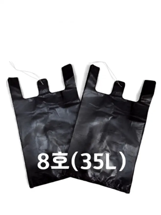 검정 손잡이 비닐봉투 8호(35L) 90매 - 39cm(+16cm)x70cm 이미지