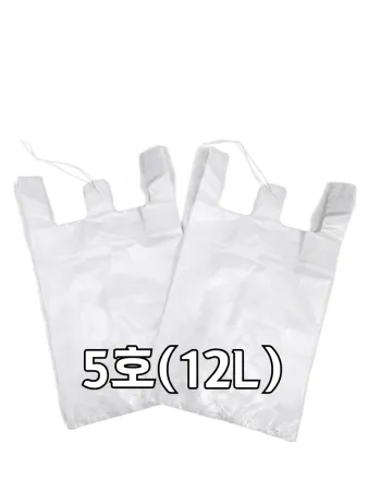 흰색 손잡이 비닐봉투 5호(12L) 100매 - 29cm(+11cm)x50cm 이미지