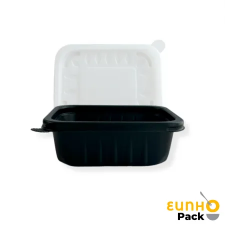 사각반죽용기 300ml 검정 600세트 죽 반찬 일회용 포장용기 배달