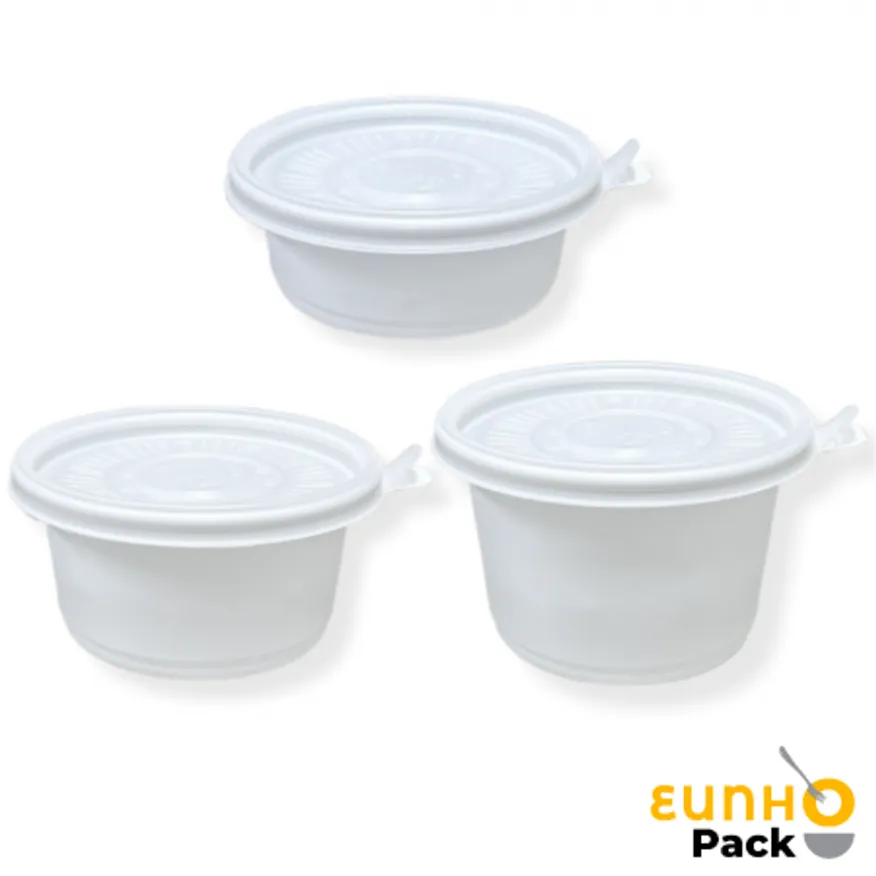 원형 죽용기 EH 125파이PP 소 600세트 250ml 일회용 포장용기 이미지