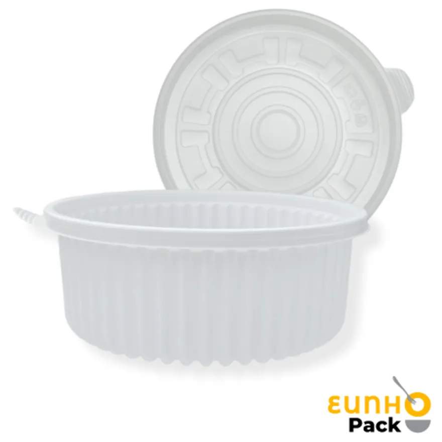 EH 225파이 소 백색 200개 일회용 탕용기 찜 배달 감자탕 포장 이미지
