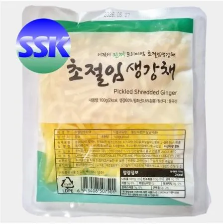 초절임생강채 100g ×100개 (10kg) 반찬용 소용량