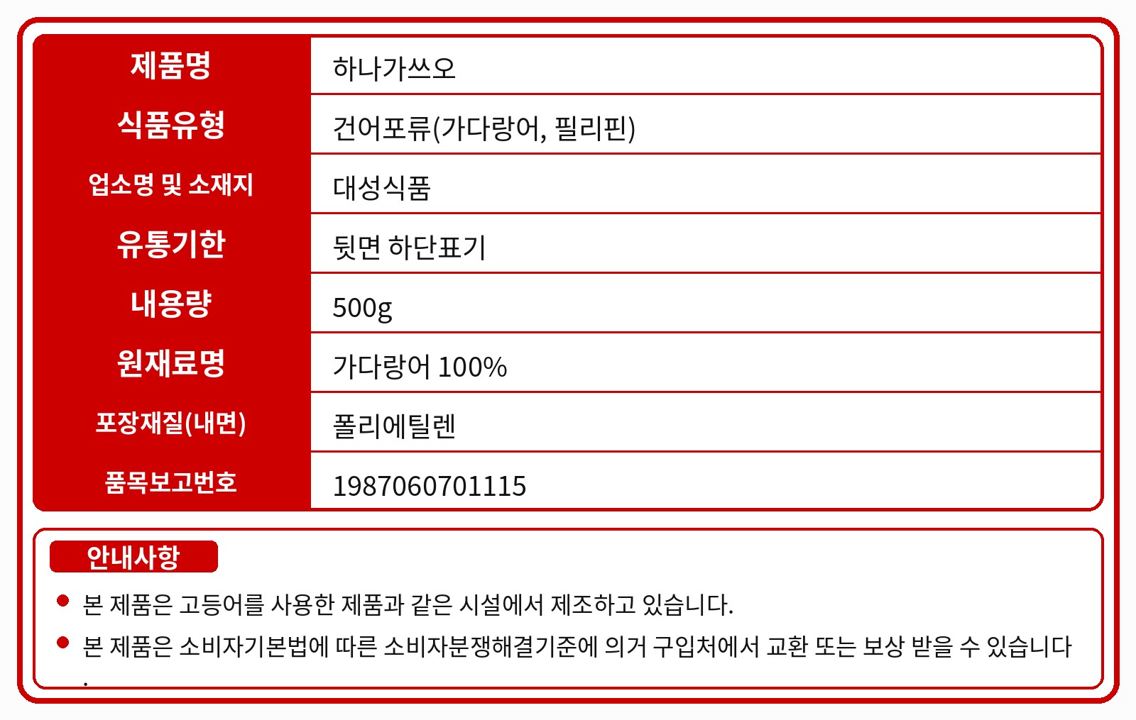 상품정보제공고시