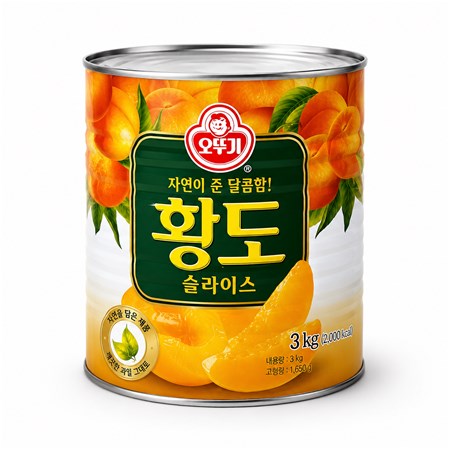오뚜기 황도 슬라이스 3kg 대용량 복숭아 통조림 빙수 화채