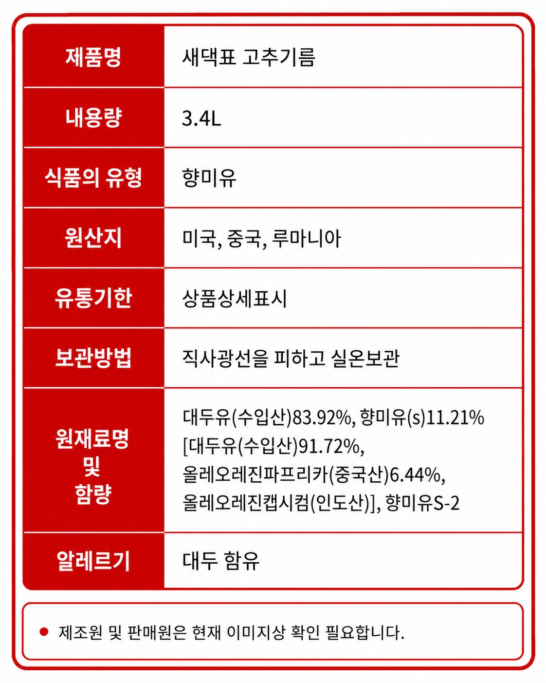 품질표시사항