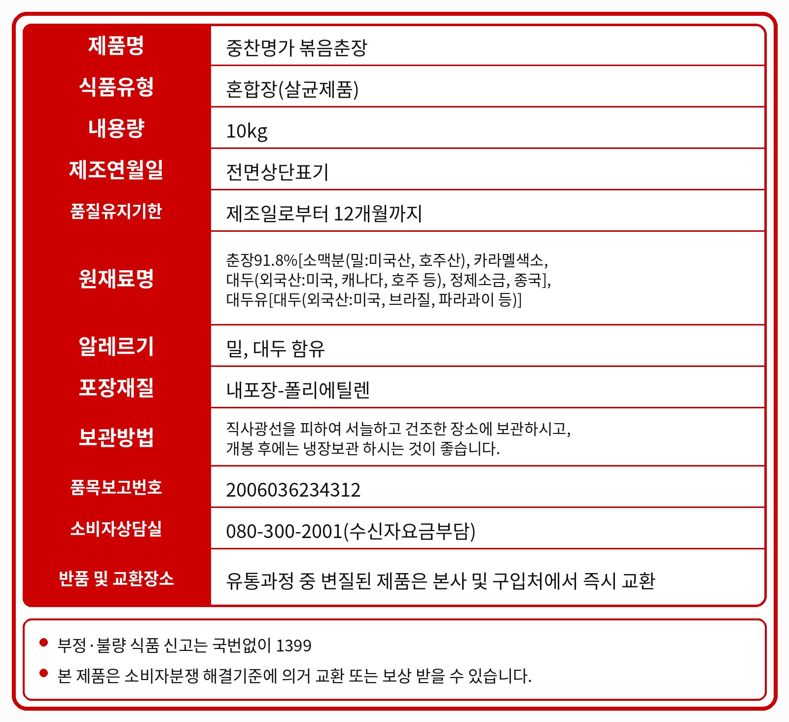 품질표시사항