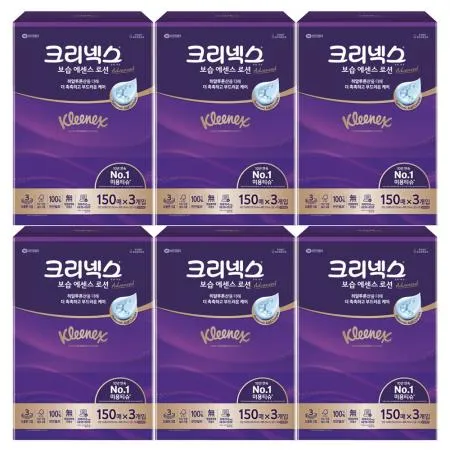 크리넥스 보습에센스 각티슈 150매 3입 x6개