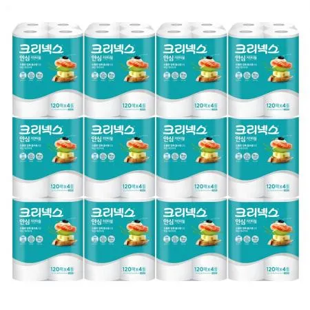 크리넥스 키친타월 안심 2겹 클래식 120매 4롤 x12개