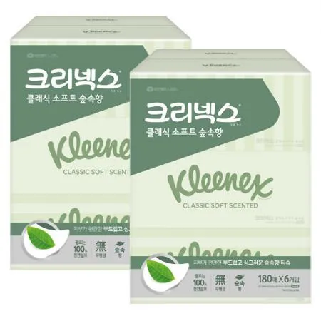 크리넥스 클래식 숲속향 각티슈 180매 6입 x2개