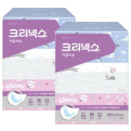 크리넥스 클래식 (무향) 각티슈 180매 6입 x2개