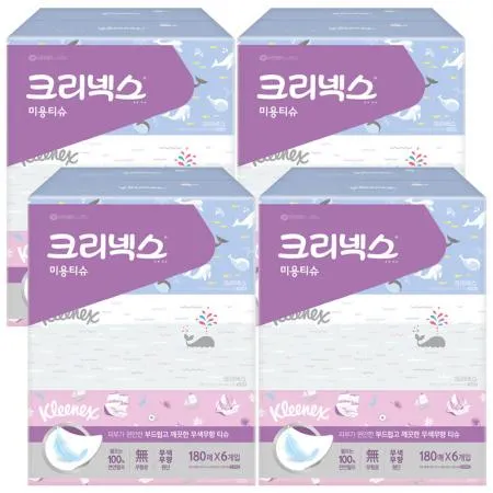 크리넥스 클래식 (무향) 각티슈 180매 6입 x4개