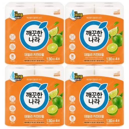 깨끗한나라 데일리 키친타올 130매 4롤 x4개