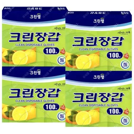 크린랩 크린장갑 일회용장갑 100매 x4개
