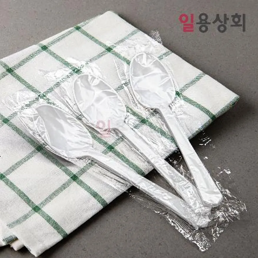 일회용 숟가락 CI 1매 낱개포장 500개 백색 이미지