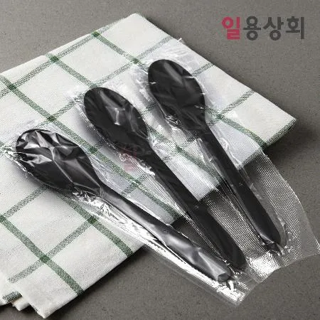 일회용 숟가락 CI 1매 낱개포장 1500개 검정