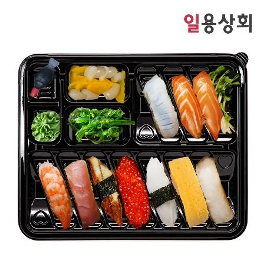 초밥용기 JH 1010 10칸 200세트 검정 이미지