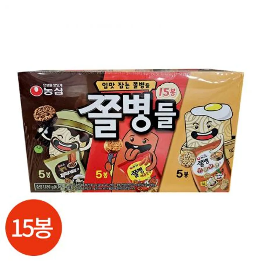 농심 입맛 잡는 쫄병 스낵 3종 15봉 업소용 이미지
