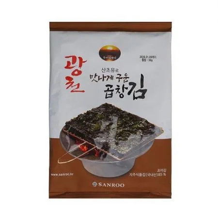 광천 조미 곱창김 산초유로 구운 맛있는 김 38g x1봉 업소용 이미지