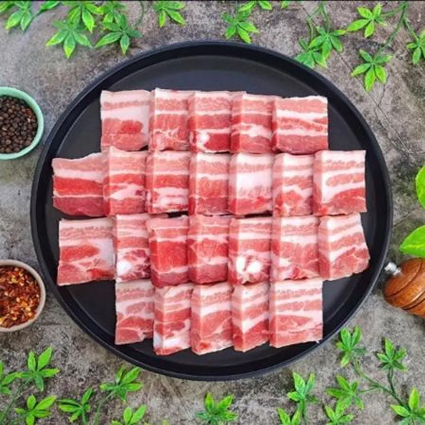 칠레산 오겹살 미박삼겹 1.5cm토막절단(불판) 2kg 업소용 이미지