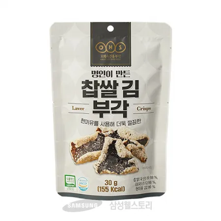 (16:30마감)오희숙찹쌀김부각(하늘바이오/30G/PAC/김:국내산)