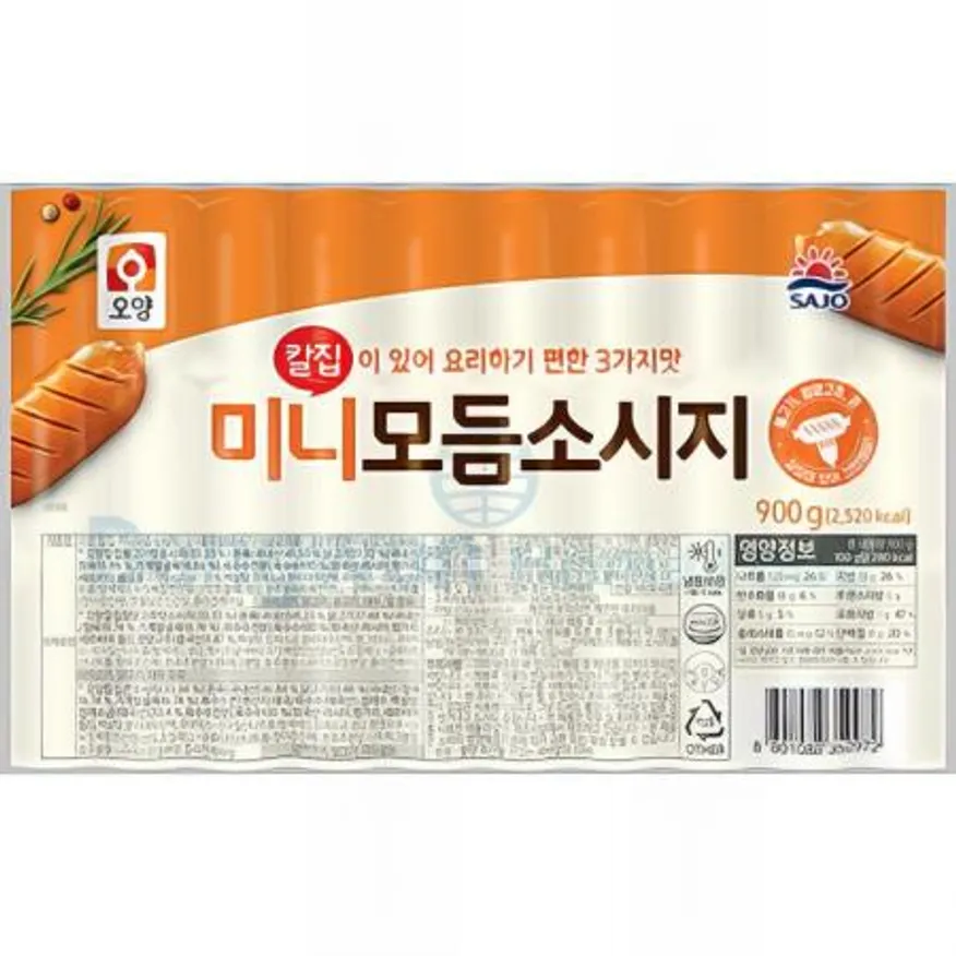 (16:30마감(D) 칼집미니모듬소시지(사조오양/돼지고기:국내산,닭고기:국내산/900G)EA 이미지
